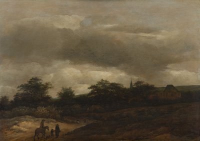 Duinlandschap met weg en kerk door Guillam Dubois